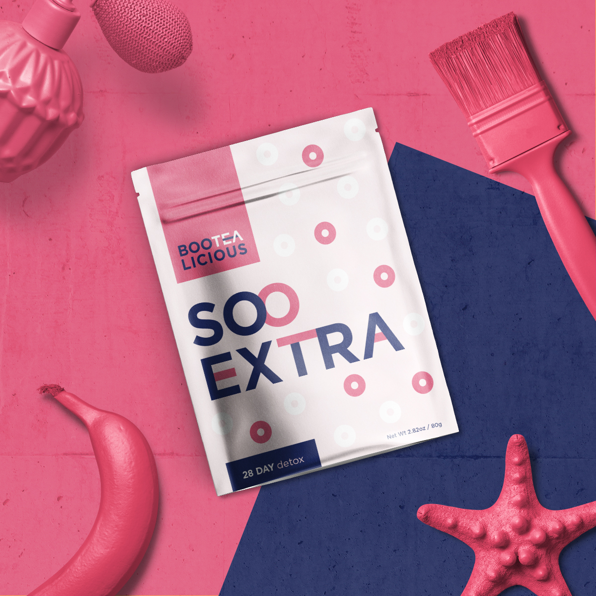 Soo Extra tea packaging flatlay