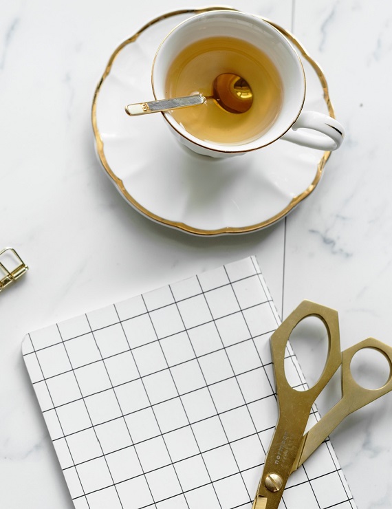 cup of tea with gold decor