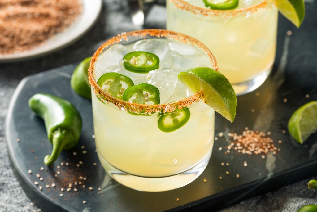 homemade spicy margarita with limes